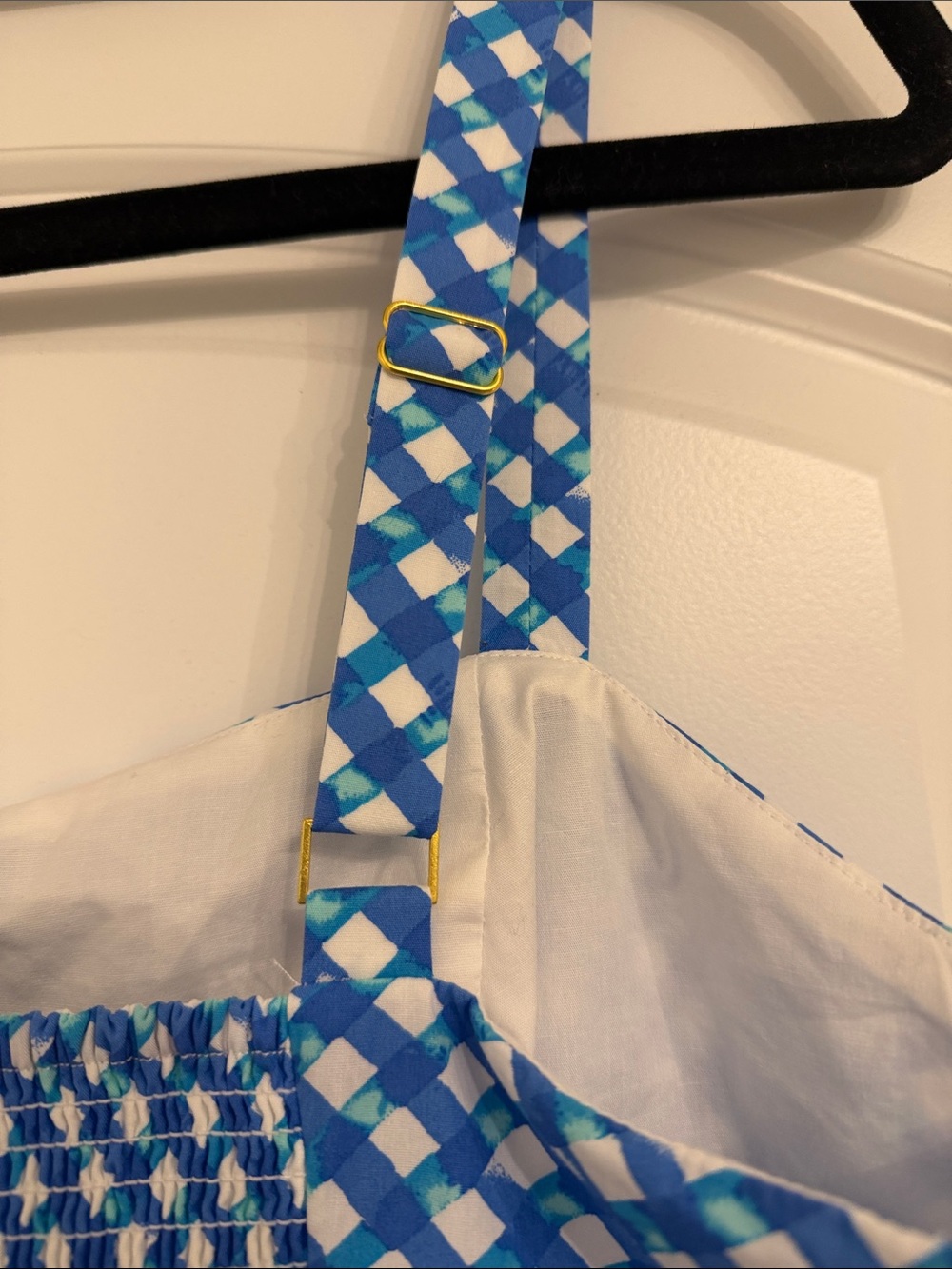 Blue Gingham Dress with White Trim - Picture 4 of 5